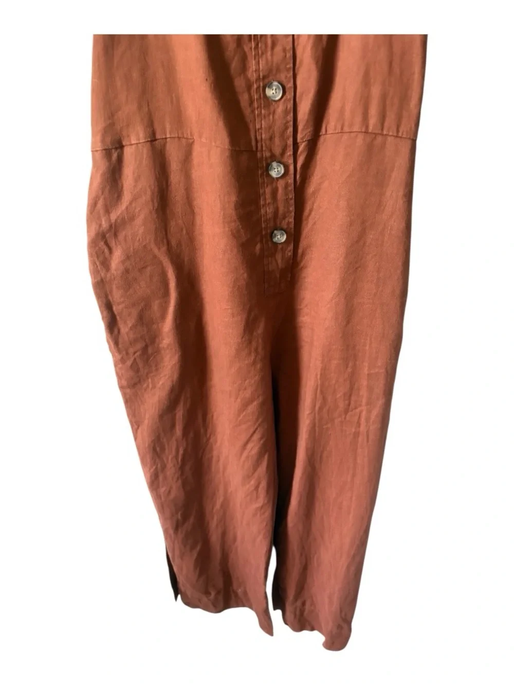 Everlane The Linen Picnic Jumpsuit Rust Orange Size 10